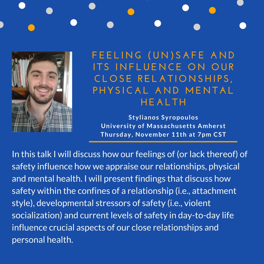 MyRelevate's tweet photo. How do levels of safety in day-to-day life influence crucial aspects of our close relationships and mental health? Learn more in this week's #RelTalk from @SSyropoulos Register here: https://t.co/qxYtXgws4j @UMassAmherst #MentalHealthMatters #MentalHealthAwareness #mentalhealth https://t.co/JHtm11bnoF
