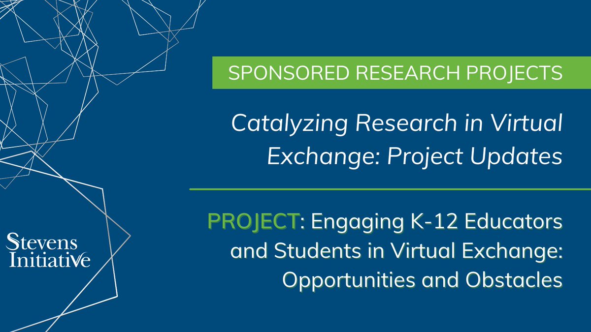 StevensInit's tweet photo. We have an exciting update to share from one of our sponsored research project teams! Learn about their findings from exploring opportunities and obstacles to implementing virtual exchange at the K-12 level: https://t.co/hwCUD0jVfj #WorldClassConnection @EngelLC @stephgonz https://t.co/hrquJPnd4P