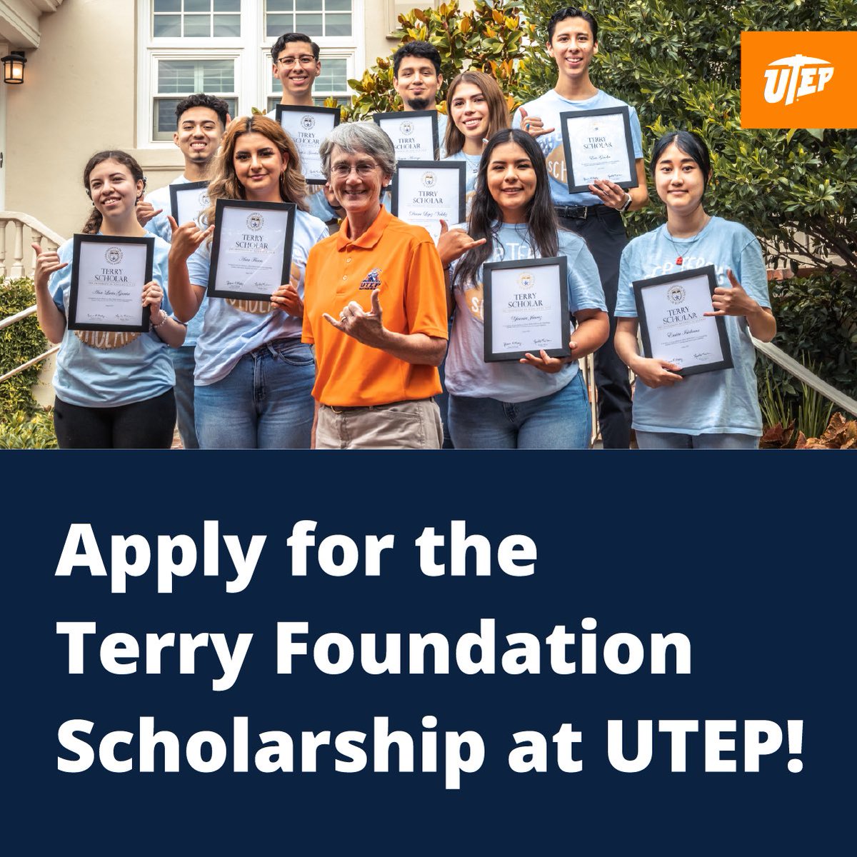 UTEPTerrys's tweet photo. Are you ready to be part of the 2022 Terry Scholar cohort? Apply now to the Terry Foundation Scholarship at UTEP! 

Step 1: Submit the Terry Scholarship Interest form available at https://t.co/EqKbszYsaw 

Step 2: Get admitted to UTEP for Fall 2022. https://t.co/dpS24HYm7j