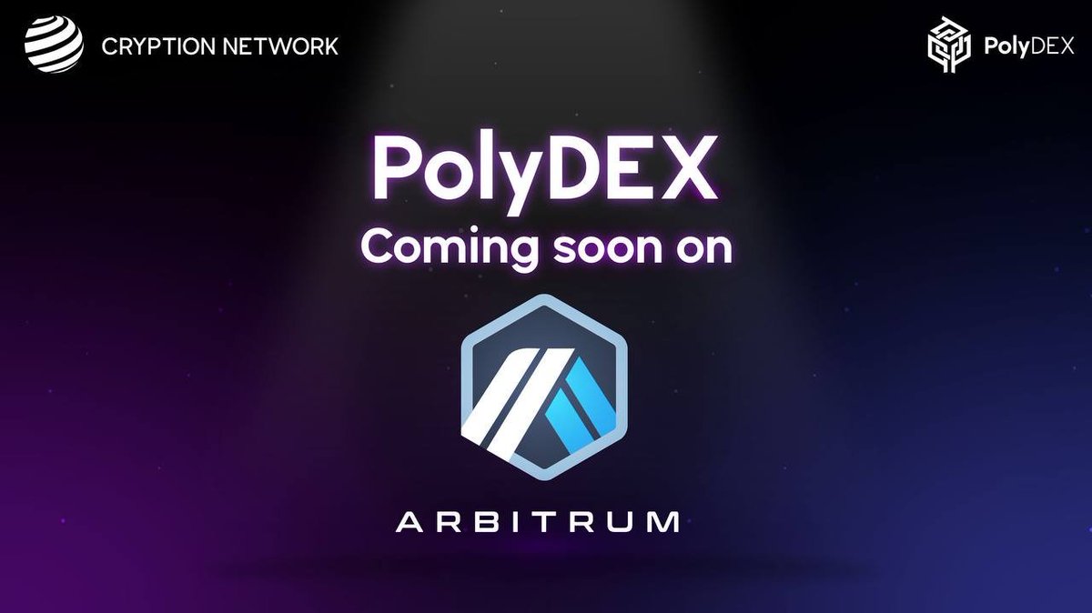 CryptionNetwork's tweet image. We’re excited to announce that our unique PolyDEX platform will be implemented on the @arbitrum platform soon! ✨

✅ Read the article: bit.ly/3vrqBu7

Arbitrum is an open-source cryptocurrency platform.

Stay tuned! 🤝

$CNT #Arbitrum #PolyDEX #Integration