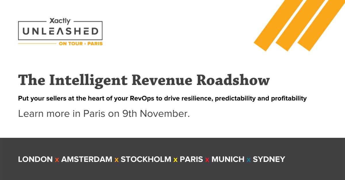 thisisnsharma's tweet photo. It's time for a different revenue story. An Intelligent Revenue story. Join us at Unleashed on Tour, The Intelligent Revenue Roadshow, coming to Paris on November 9. Save your seat today! #Xactly https://t.co/wycM7Zd5Z8 https://t.co/JZlWWM86A0