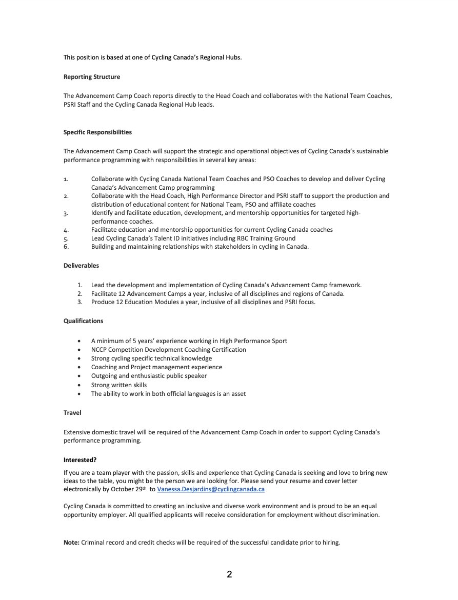 Job <a href="/CyclingCanada/">Cycling Canada</a> sirc.ca/jobs/advanceme…