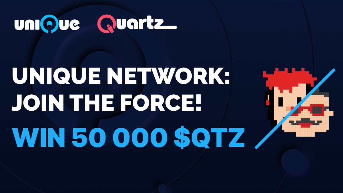 Unique_NFTchain's tweet photo. Join the force with #UniqueNetwork and enter for a chance to win $QTZ tokens! 💫

Check out how to participate &amp; become an active member of the #Quartz community. 

Winners will be contacted on Twitter within 3 days of the contest close⌛️

LINK TO ENTER 👇
https://t.co/XxZvKYaXX4 https://t.co/nZSPqhANYq
