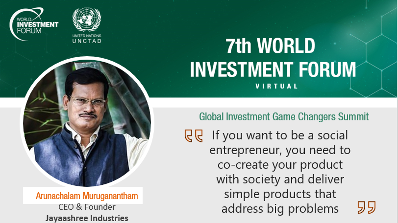 unctadwif's tweet photo. From the man who broke the taboo about menstruation and made female hygiene products more affordable in India @unctad #WIF: https://t.co/EGQUJpCRi8