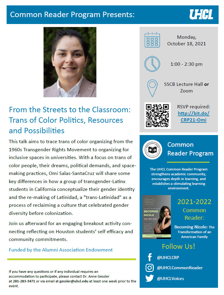 UHCLVoices's tweet photo. Happening TODAY at 1pm! Be sure to register to attend this exciting talk and activity with Omi Salas-SantaCruz! Register: https://t.co/jzM7vzSlyC https://t.co/h3Ze4gRhJS