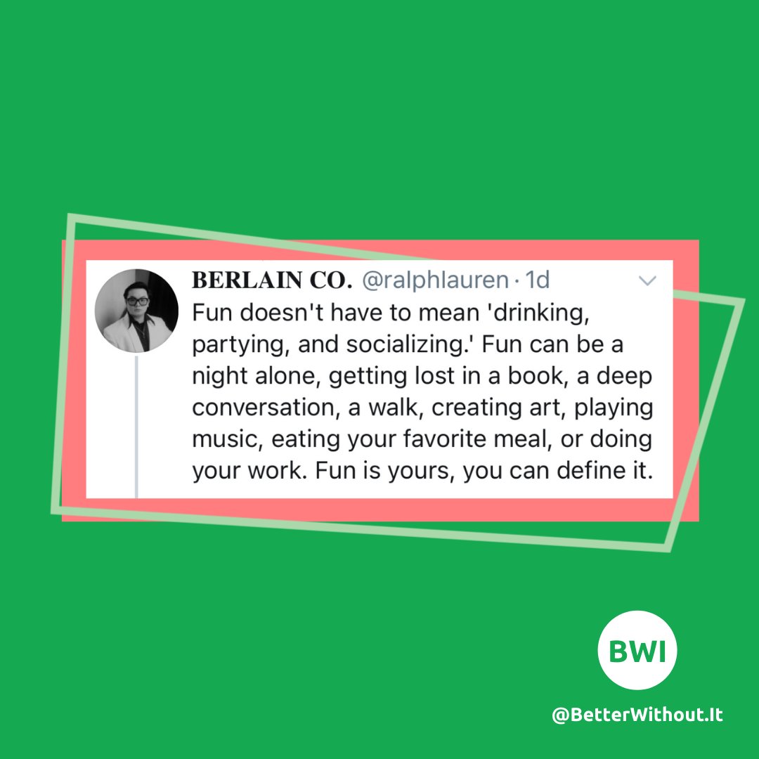 BetterWithoutIt's tweet photo. Don't let substances define your fun. Your body is #betterwithoutit
Thank you for following @Betterwithoutit
#betterwithoutit #defineyourfun #whatisyourfun #bodyisbetterwithoutit #takecontrol https://t.co/ytogF0SKF0