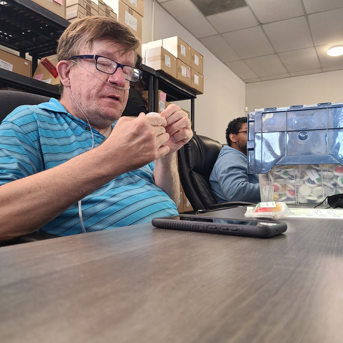 Stride_inc's tweet photo. Vaden is back at work after a prolonged illness. Doesn't he look robust?!! Here's wishing you continued good health Vaden ~ we are so glad to have back on the job!!
#buylocal
#WOSB
#HUBZone
#office
#health https://t.co/ACvsUMMqNg