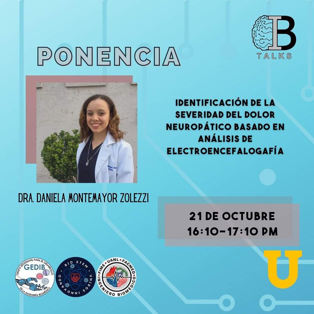 IbtalksUanl's tweet photo. Continuando con los ponentes, también nos acompañarán en el segundo día de Neuroingeniería🧬🧠:

• La Dra Luz Alonso y el Dr. David Ibarra’ Neuroingeniería y Neuroacústica, utilizando la electrofisiología.

• Dra. Daniela M. Zolezzi, se enfoca en el mecanismo del dolor. https://t.co/b5YYoJwxz0