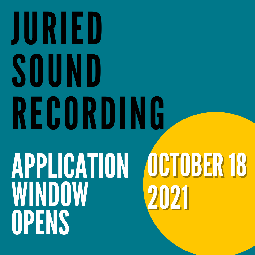 A new window for applications to the Juried Sound Recording program has opened today. Be sure to download the latest guidelines in preparing your application ahead of deadline. bit.ly/3n3rp4O