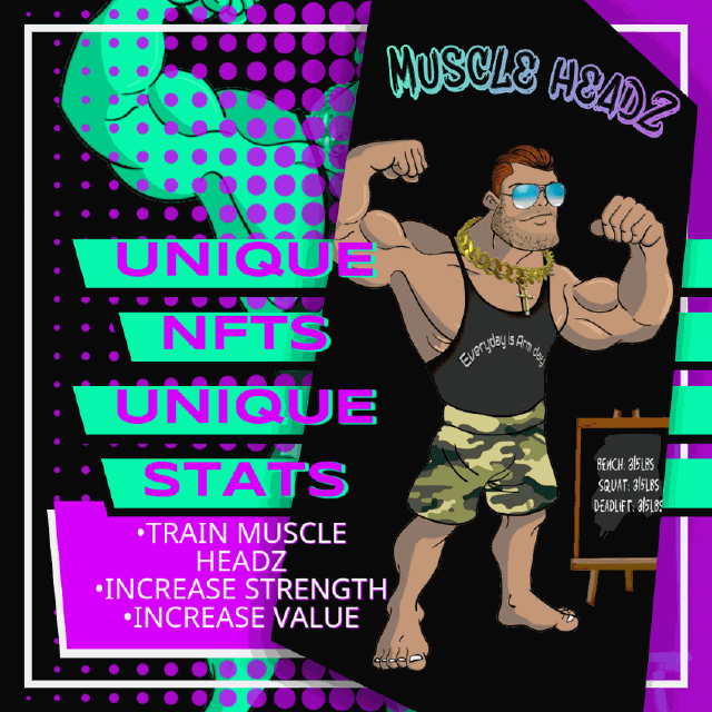 ✨ Not only is it a chance to own a rare MUSCLE HEADZ NFT, but you also have the ability to constantly improve your NFT and in-game character❗️

#Solana #NFTs #P2E #game #Muscles
#Gym #crypto #Gymbro #Playtoearngame #NFTGaming