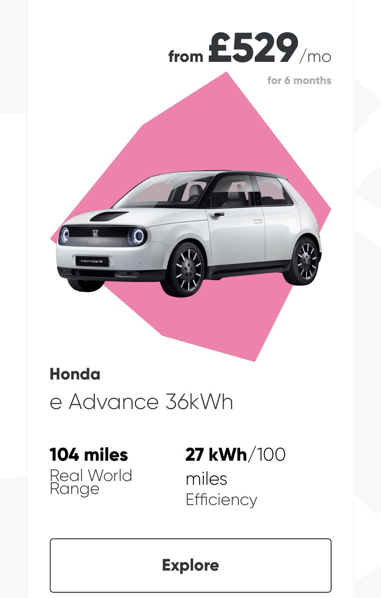 AlexDrElectron's tweet photo. Well done @elmodrive launching a new #EV #Subscription #AllIncluded @Honda E Advance! You can have it delivered at your door in only 7 days! And if you use my referral ISB2GG we can both get £50 off! Well done guys looking forward to see more! New MG ZS EV maybe?😉 https://t.co/65KZVvRRWv