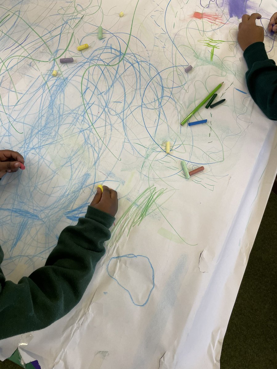 PrimaryRingway's tweet photo. Year 1 made some collaborative pieces of art inspired by David Hockney. We experimented by using different lines. We created a under the sea picture scene. #Kapow #Art #Class1C https://t.co/62XQWkFyoV