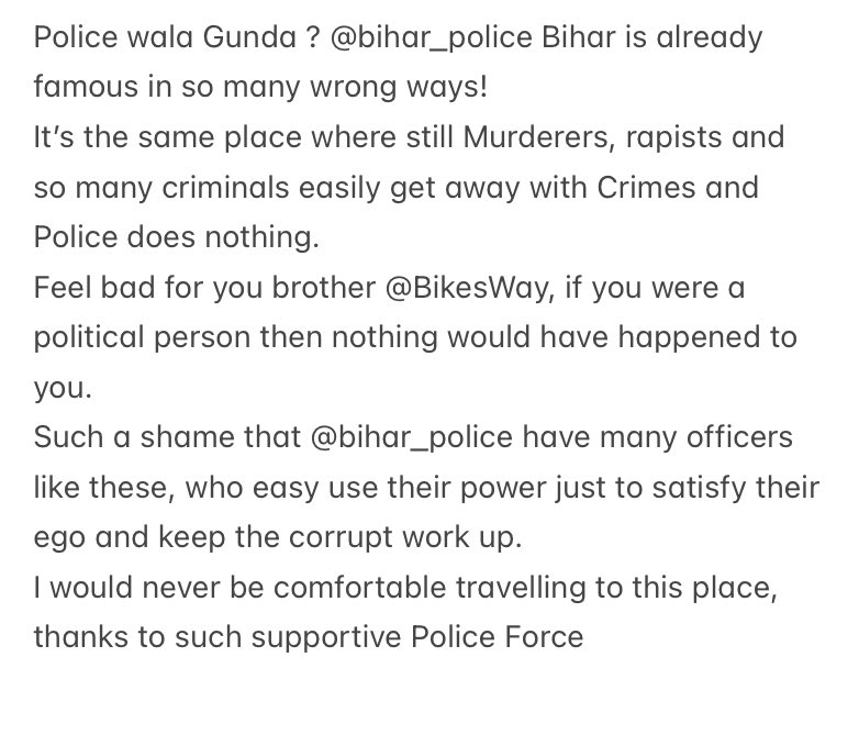 RaviGupta_09's tweet photo. #justiceforbikesway
@bihar_police @dm_patna @officecmbihar @NitishKumar @India_NHRC @BikesWay @ABPNews @aajtak @ScoopWhoop 
#justiceforbikesway #shame 

https://t.co/6s4dnL4D4J https://t.co/1r9lbFVMx5 https://t.co/oQj3JittTB