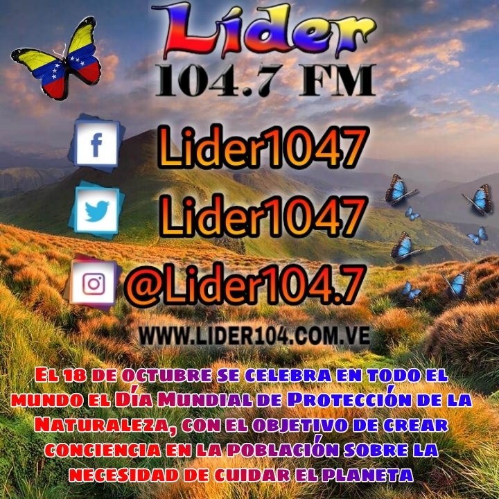 Lider1047's tweet photo. @bernardoluzardo
#cuidalanaturaleza
#DiaMundialdelaprotecciondelanaturaleza
#lanaturalezaesprimero
#cuidaelplaneta
#liderlamamadelasemisoras
#lider1047fm
#conestilounico
#charallave
#santaTeresa
#cúa
#altosmirandinos
#miranda
#caracascity
#santateresadeltuy
#charallaveemprende https://t.co/Y0hbvU4uJV