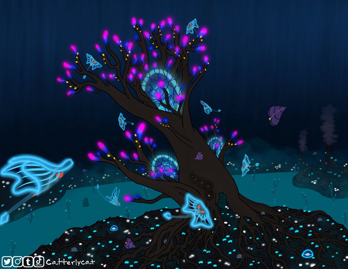catterlycat's tweet photo. 🌊 This is the re-draw of my first Giant Cove Tree from @Subnautica! The original attempt was a little over a year ago and I’ve certainly come a long way since then.

#subnautica #subnauticafanart #FANART #fanartist #videogames #giantcovetree #ghostleviathan #lostriver #leviathan https://t.co/9o9vD0vGof