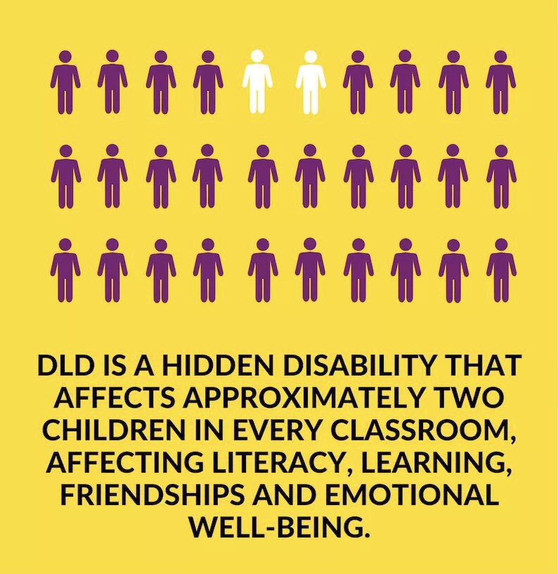 This week marks  #InvisibleDisabilitiesWeek! Developmental Language Disorder is a hidden disability! At least 2 children in every classroom are said to have DLD! But yet, it is believed to be one of the most common childhood disorder that is unheard of!💛💜💛 
#SLCN #DLD