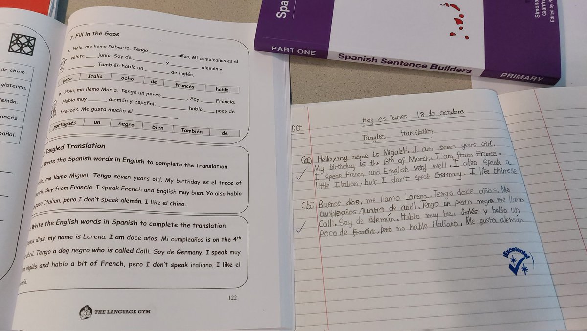 simograv's tweet photo. Y5 have loved reading out loud in class today and completing Language Detective and Tangled Translations. No SB but peer support for less confident learners! @gianfrancocont9 @MrVinalesMFL @MrVinalesMFL #EPI #MFLPrimary #mfltwitterati https://t.co/JNGMHUtLRr