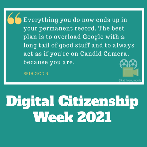 Getting Digital Citizenship week 2021 started with this  quote in my classes today. Thanks <a href="/kathleen_morris/">Kathleen Morris 🇦🇺</a> for the inspiration.