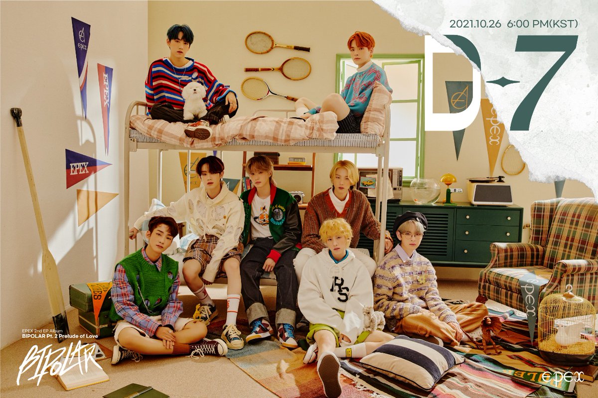 [🎊]
EPEX 2nd EP Album 'Bipolar Pt.2 Prelude of Love' D-7

2021.10.26 6:00PM (KST)

#EPEX #이펙스 #Eight_Apex #Do4Me #바이폴라 #사랑의서 #Prelude_of_Love #위시 #금동현 #뮤 #아민 #백승 #에이든 #예왕 #제프