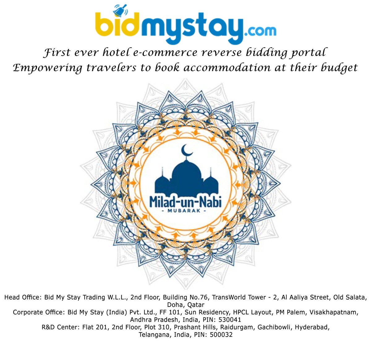 BidmystayC's tweet photo. Milad-un-Nabi Mubarak!
#Bidmystay #ReverseBidding #HotelRoom #DecideYourOwnPrice #HotelBooking #Travelling #TravelDeals #restartandstaysafe #DealingWithCovid19 #WashYourHands #SocialDistancing #miladunnabi #MiladMubarak #milad https://t.co/ctJVIW6r2l