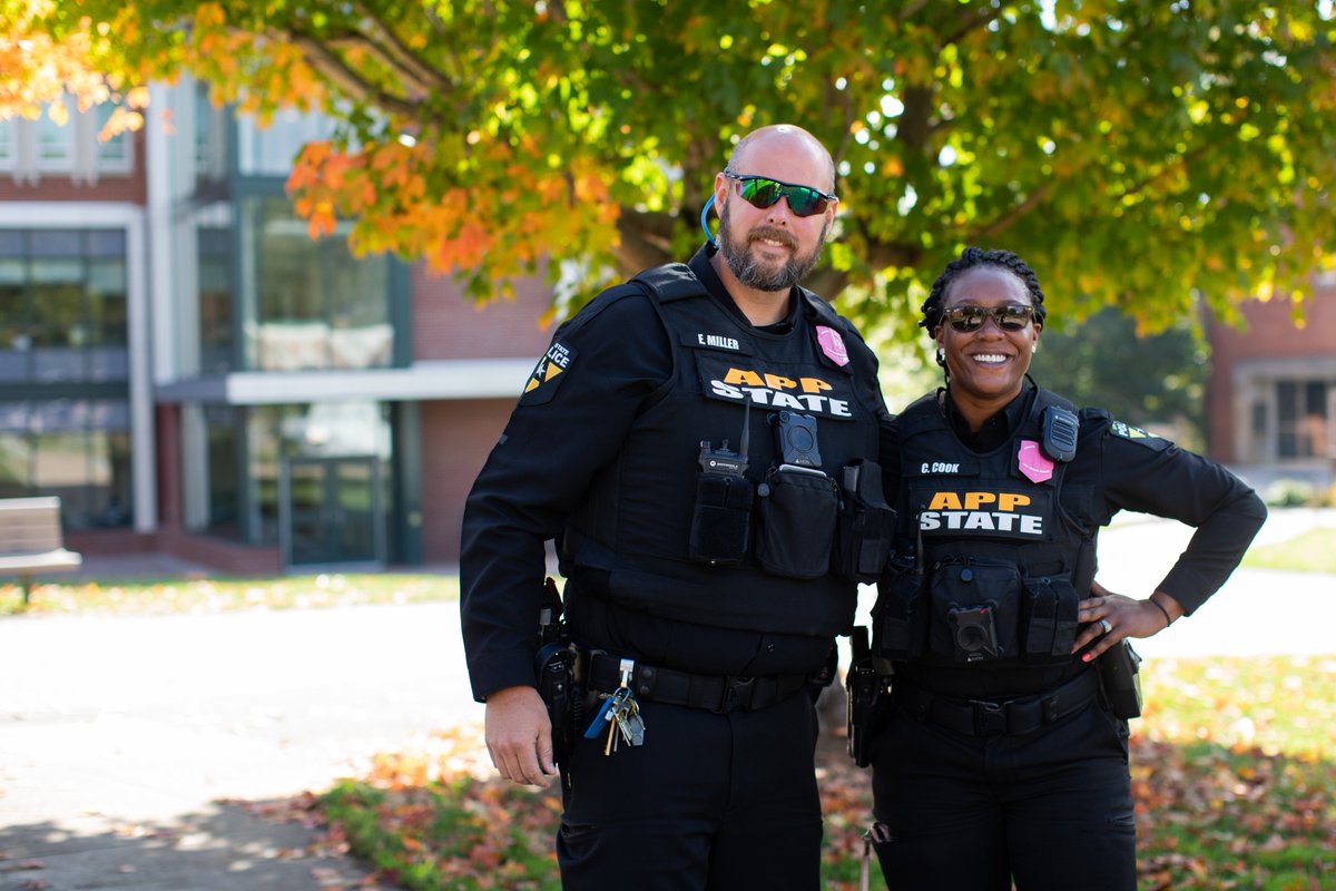 appstatepolice's tweet photo. Have you seen #pinkbadges around campus? We're wearing pink at @appstate for the month of October to show our support for everyone impacted by breast cancer.
#beatcancer #BreastCancerAwarenessMonth https://t.co/9RQf5W7Fea