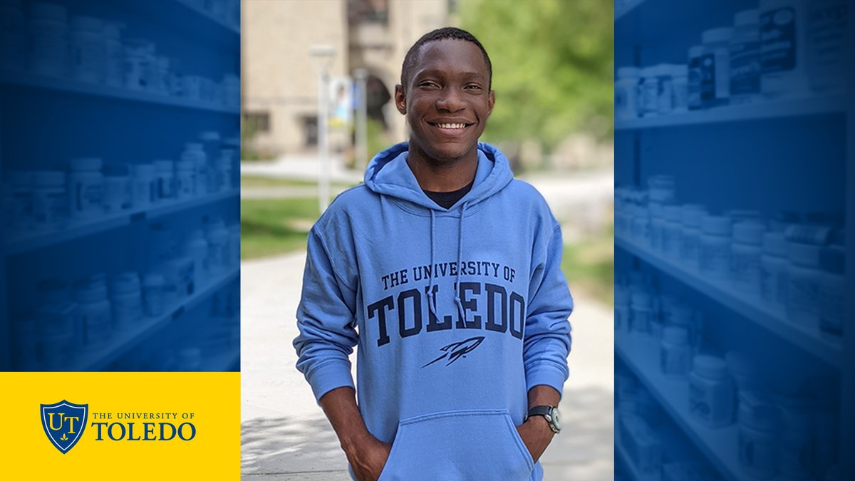 UToledo's tweet image. Our transfer students come from far &amp;amp; wide to find an amazing education and opportunities that set them up for success in their field. Isaac Kaba traveled over 7,000 miles from the Democratic Republic of the Congo to finish his degree at @UToledoPharmacy. myut.link/7227e7
