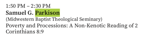 MattMBarrett's tweet photo. Will you be at #ETS21? Don't miss these @MBTS students. Proud of them!

Joseph Lanier, Eternal Generation &amp; Aseity
@RonniKurtz Immutability
@JakeRainwater Cov of Redemption
Nathan Miller, Blasphemy &amp; Trinity
@samuel_parkison Processions &amp; Poverty
Cartwright, Luther &amp; assurance https://t.co/SvqxL8JyeM