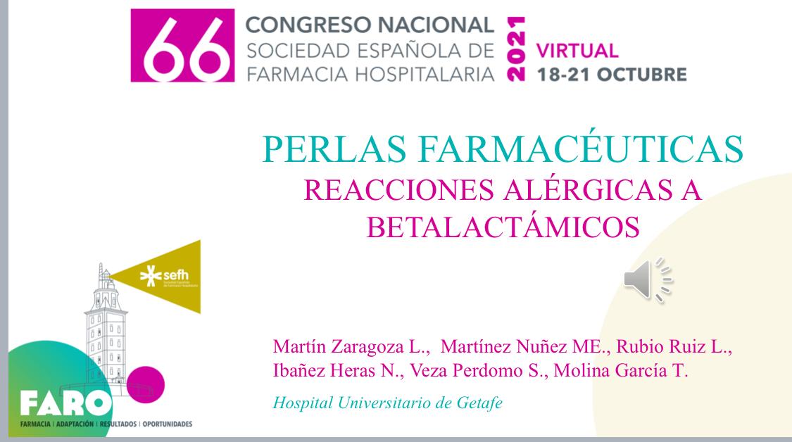 Far_HUG's tweet photo. Nuestra resi @LorenaMz96 participa dentro de las 12 mejores perlas farmacéuticas del @66CongresoSEFH. Y nos explica la labor que se puede desarrollar en Farmacia ante la sospecha de pacientes alérgicos a beta-lactámicos en colaboración con el S° Alergología. #66CongresoSEFH https://t.co/GsEdgoCooG