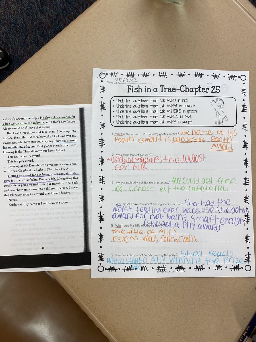 GottfriedCrew's tweet photo. Look at our close readers! On Friday, we color-coded a fictional text (our novel study, Fish in a Tree) and today, we are color-coding a nonfiction text! We are investigating “Right There” questions. #closereaders #FishinaTree #righttherequestion https://t.co/0jdbpmwVq3
