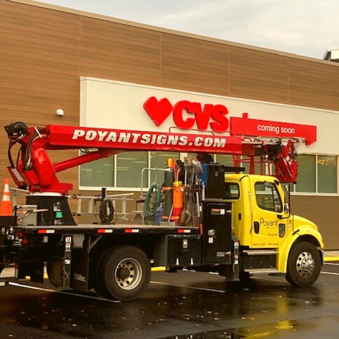 Poyant manufactured and installed this beautiful signage package for this newly opened CVS Pharmacy location in Manchester, NH. Take a look at these stunning CVS Channel Letters and lovely white heart hanging proudly in the window. 

#CVS #Opening #Signage #buildingyourbrand