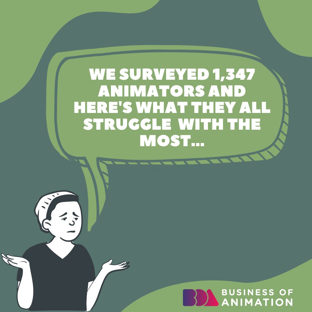 animationbiz's tweet photo. What are the struggles you face as a freelance animator?
We surveyed 1,347 animators and here's what they all struggle with the most...
1. Not having enough clients
2. Feeling like they don't have enough experience
#AnimatorStruggles #AnimatorsStruggles #AnimatorProblems https://t.co/zbqrivVpeg