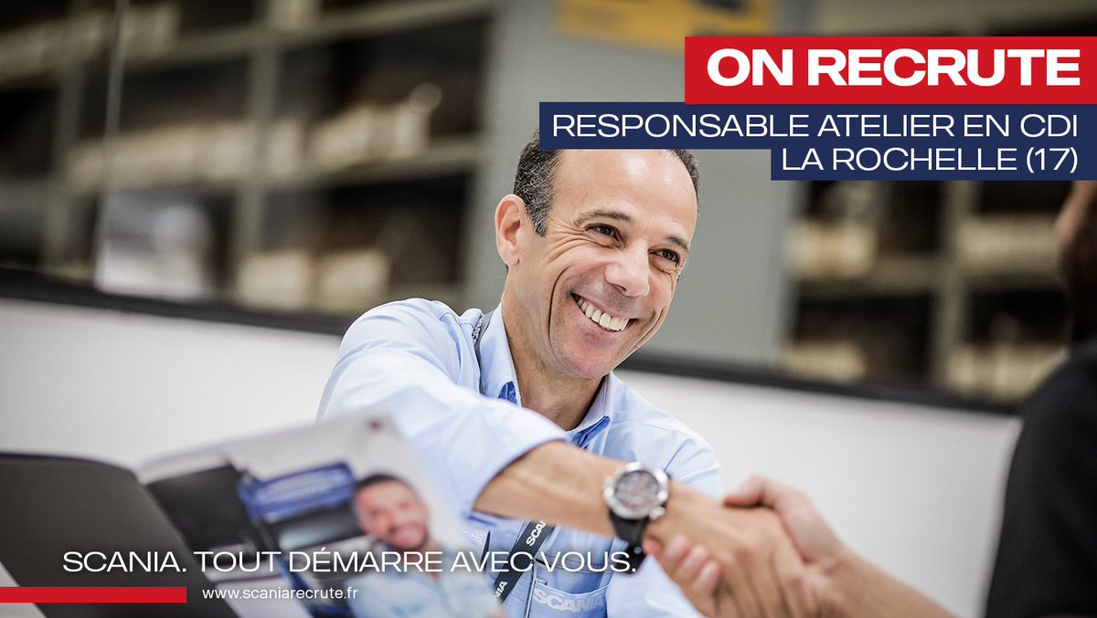 ScaniaFrance's tweet photo. #MondayJob
Si vous cultivez une passion pour la mécanique, les poids lourds et que vous avez l'étoffe d'un meneur d'équipe : postulez à ce poste de responsable d'atelier en CDI à Tonnay-Charente par ici 👉🏽 https://t.co/uJTgXU4bNh ! #ScaniaFrance https://t.co/VViZCU6cGw