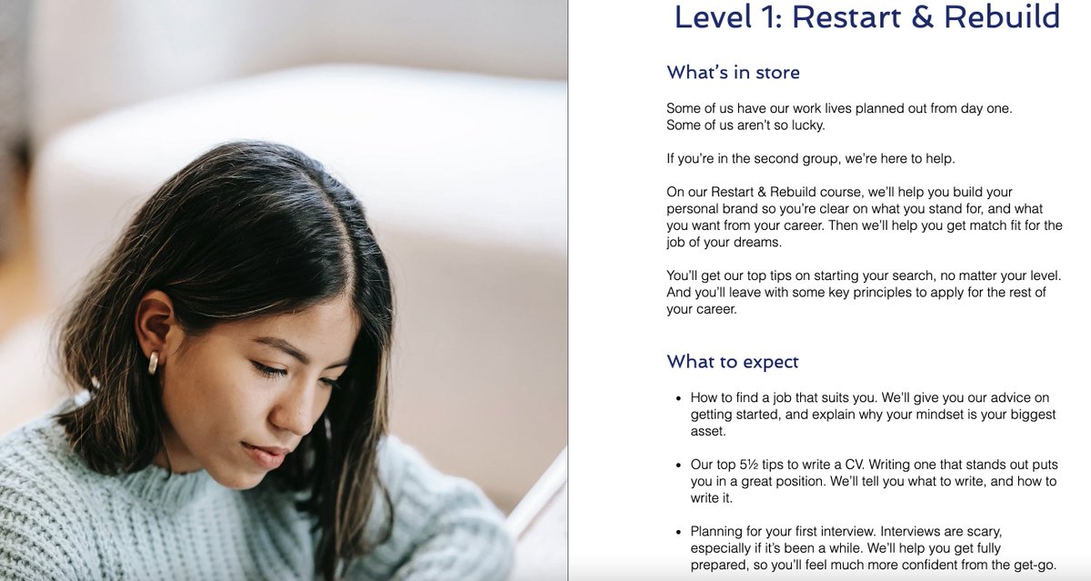 We also have a FREE workshop running this month:

📅 Restart &amp; Rebuild course, Thursday 28th October at 11am UK Time. 

Book here 👇🏽
calendly.com/pfpcourses/lev….

Find out what job best suits you, write a great CV, and plan the steps between now and landing your dream job.