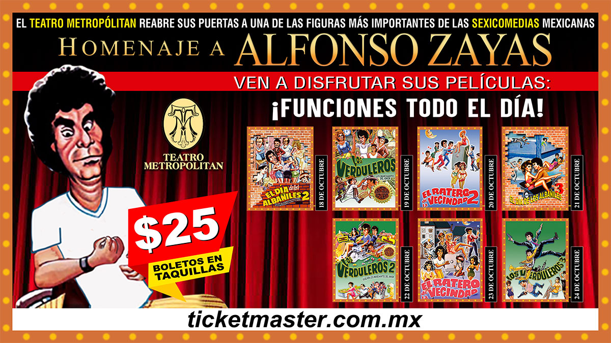 Teatro Metropólitan (@tmetropolitanmx) on Twitter photo ¡Comienza la segunda semana de las funciones en homenaje al cómico Alfonso Zayas en el Teatro Metropólitan!
Los boletos están disponibles en las taquillas del teatro y en la Red <a href="/Ticketmaster_Me/">Ticketmaster México</a>👉 bit.ly/3lmFIS7 ¡Comienza la segunda semana de las funciones en homenaje al cómico Alfonso Zayas en el Teatro Metropólitan!
Los boletos están disponibles en las taquillas del teatro y en la Red <a href="/Ticketmaster_Me/">Ticketmaster México</a>👉 bit.ly/3lmFIS7