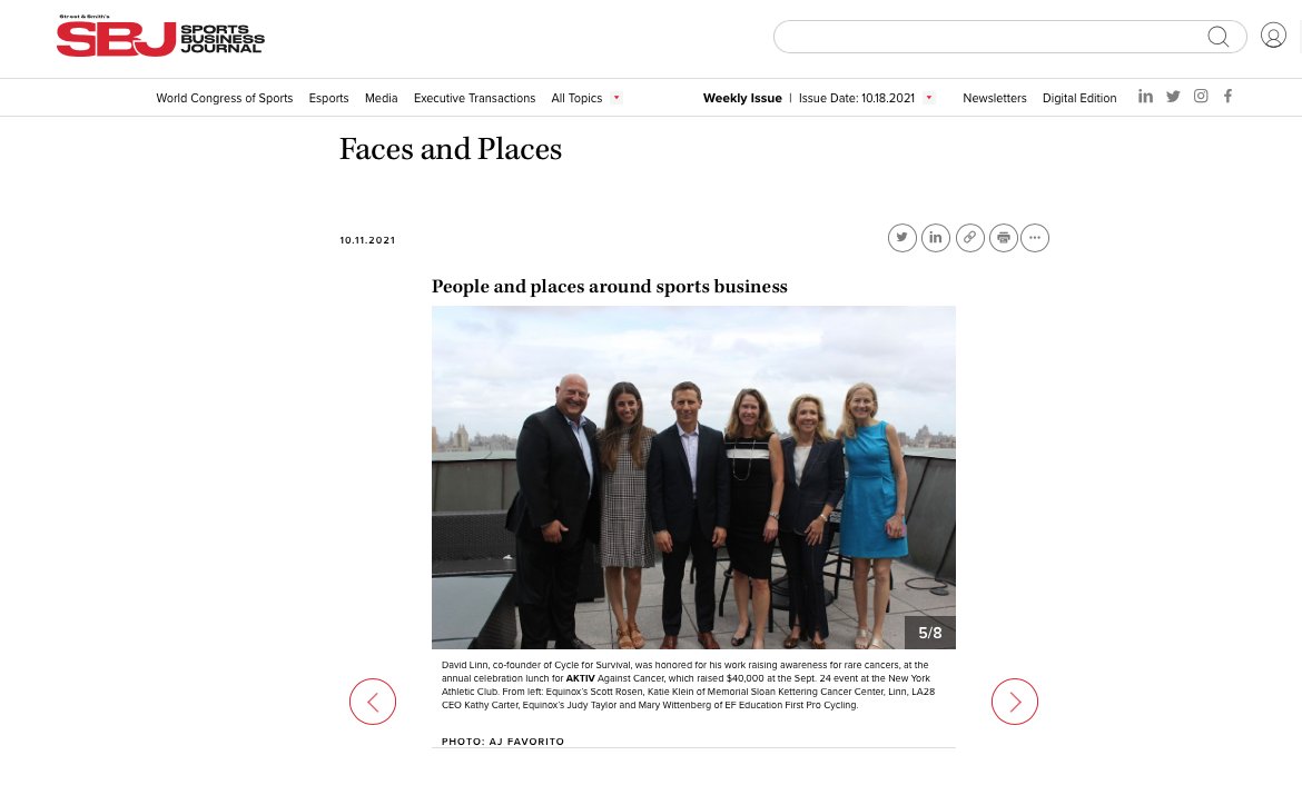 AKTIV Against Cancer's Award Luncheon made it in Sports Business Journal's Faces &amp; Places! 

Read here: bit.ly/3DJ8R0m