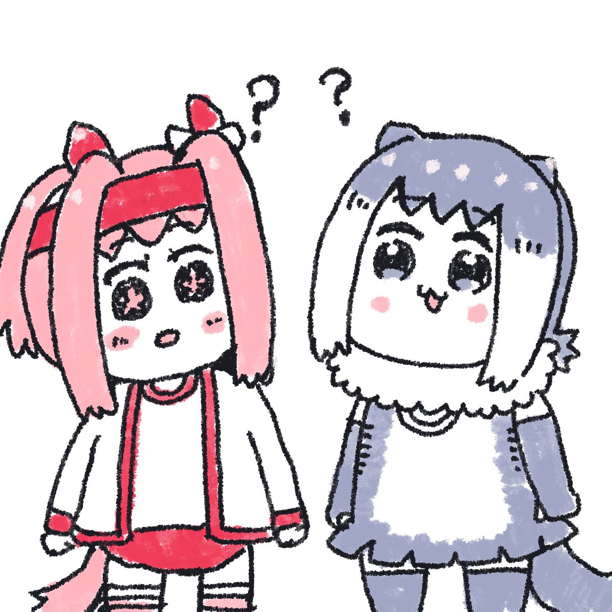 ハルウララ(ウマ娘) ,コツメカワウソ(けものフレンズ) 「サクッと描いた最推しの2人 」|メタこのイラスト