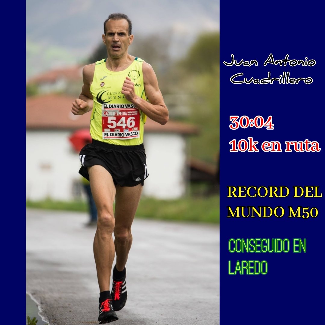 RevistaCorrer's tweet photo. 🌎WR M50 de @juanantoniocuadrillero en 10k ruta con 30:04🌏
@10kmlaredo siempre es 1cita para volar y en esta ocasión se batió 1récord del mundo Master.
#correr #run #running #records #worldrecord #master50 #10k #laredo #10kLaredo #atletismo #atletas #athletics #nosgustacorrer https://t.co/wP82DPExsa