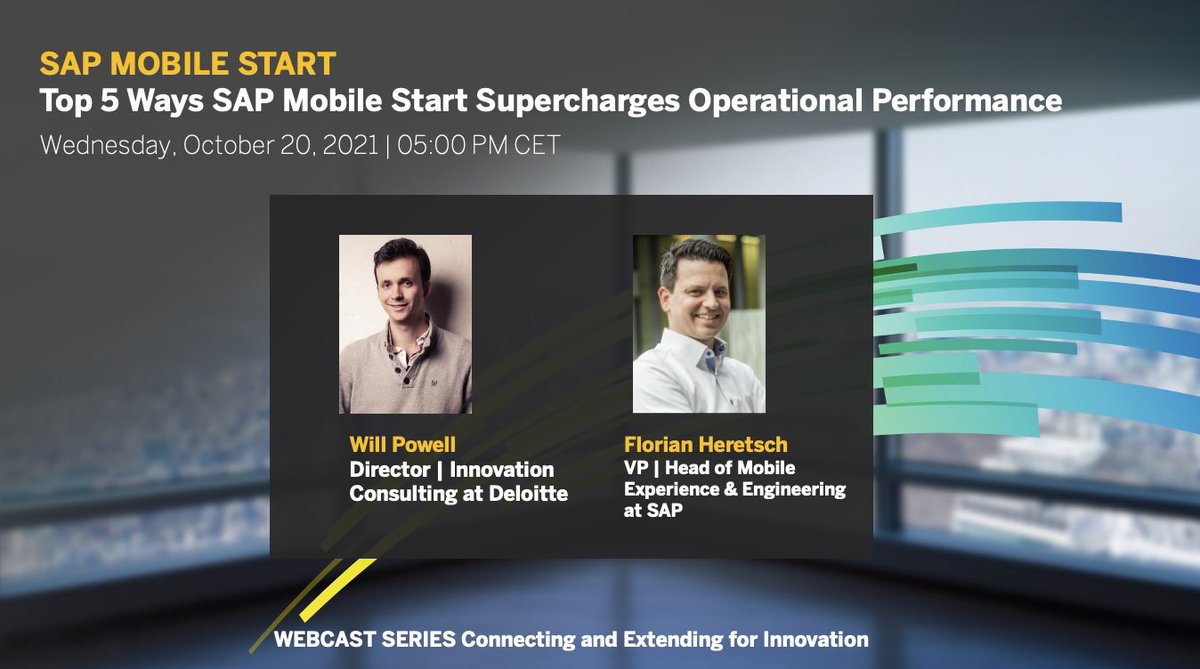 Interested how #SAP Mobile Start can help our customers to create a better mobile experience? Listen to #Deloitte <a href="/WillPowellUK/">Will Powell</a> and myself this Wednesday. Registration and replay here: lnkd.in/e68JT5zs