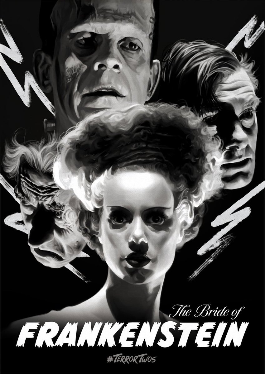 Here is my #TerrorTwos poster for The Bride of Frankenstein by James Whale!⚡️ So excited to be involved in this group project.
@PosterSpy @altmovieposters @AMPjamCon @AmpPosters #universalclassicmonsters #TheBrideofFrankenstein