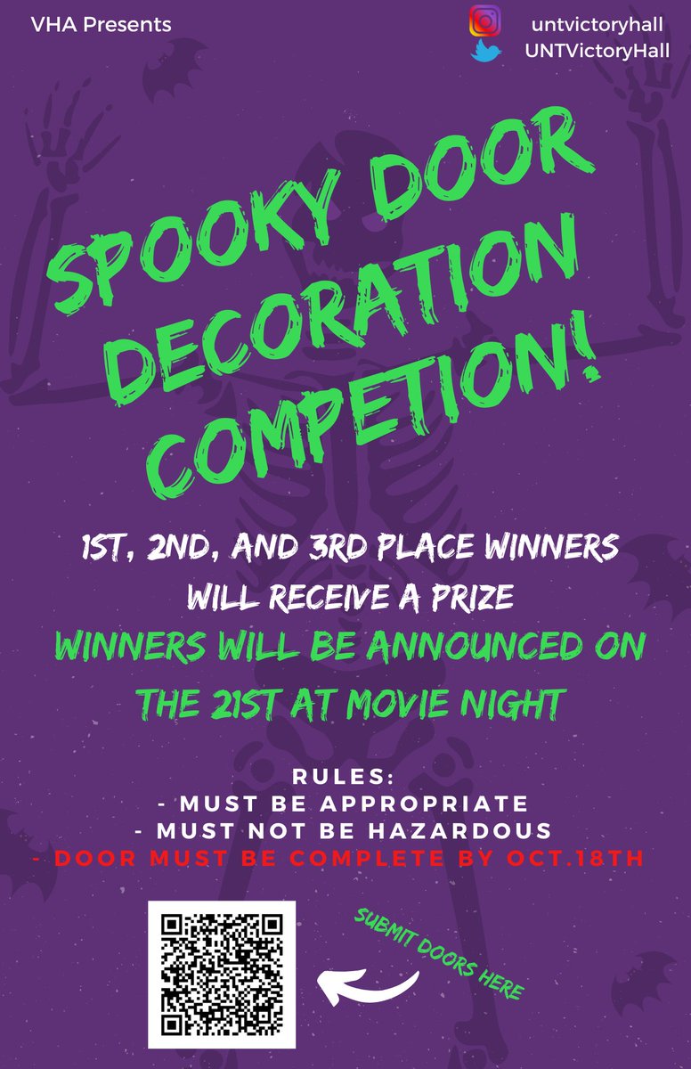 UNTVictoryHall's tweet photo. Today is the last day to submit your spooky door! https://t.co/WSBmYsHF2Y
