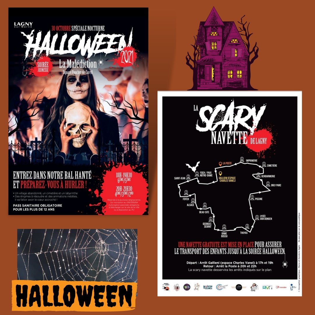 PIJLagny's tweet photo. 🎃 Nocturne jeunesse spéciale Halloween 🎃

💀 SAMEDI 30 OCTOBRE 💀

⚰🪦 La Malédiction 🪦⚰

➡️ Un village abandonné, un cimetière, un labyrinthe...
⏩ Des énigmes à résoudre, des animations inédites...

👉 18h/19h30 pour les 6ème/5ème 
👉20h/21h30 pour les 4ème/3ème/Secondes https://t.co/T5omr56mAP