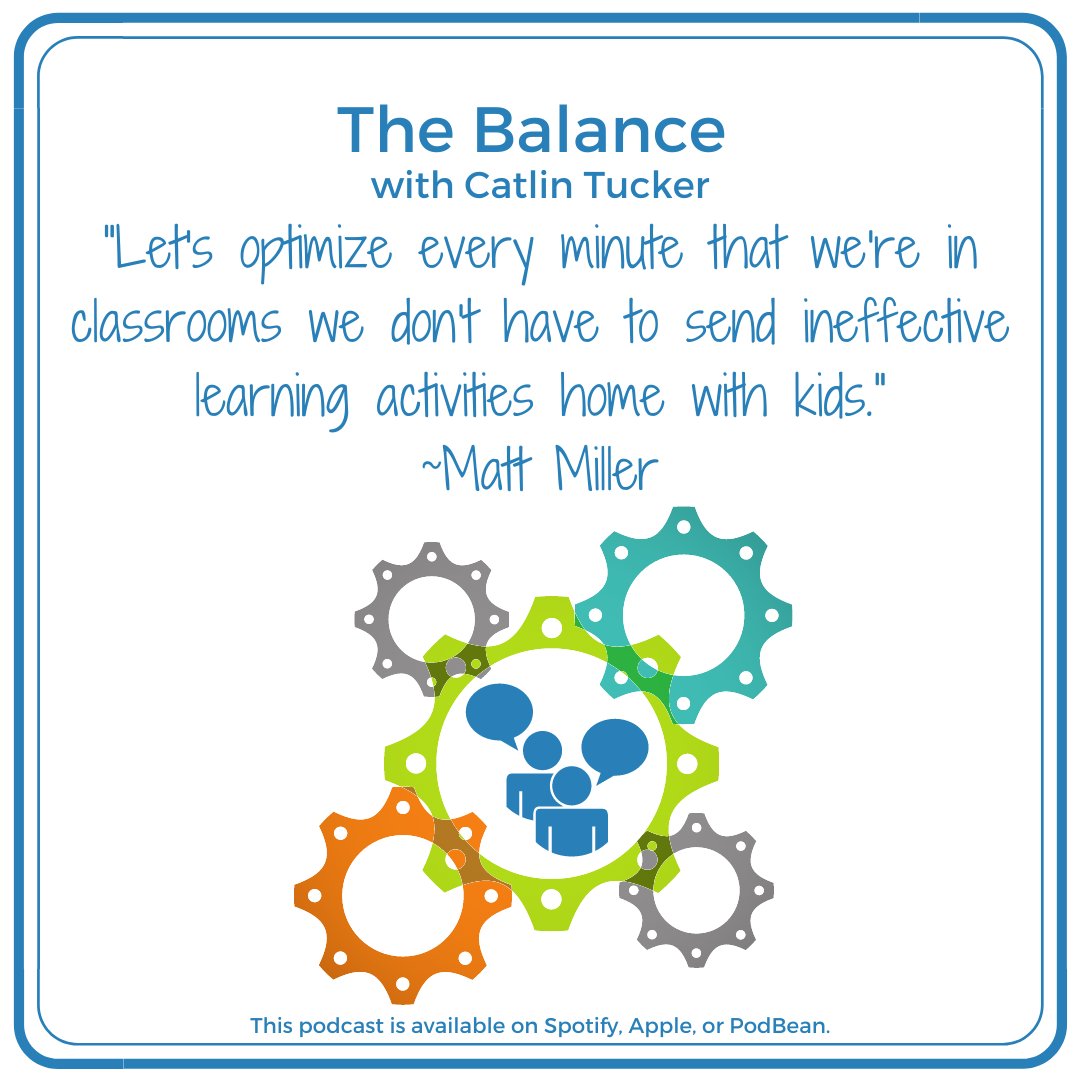 🎙NEW episode of The Balance featuring <a href="/jmattmiller/">Matt Miller 🗑️</a>! Check out our conversation about rethinking how we use traditional teaching materials, maximizing class time &amp; analyzing the impact of homework.

apple.co/3uUxFPF
#edchat #education #homework #teachers #podcasts #satchat