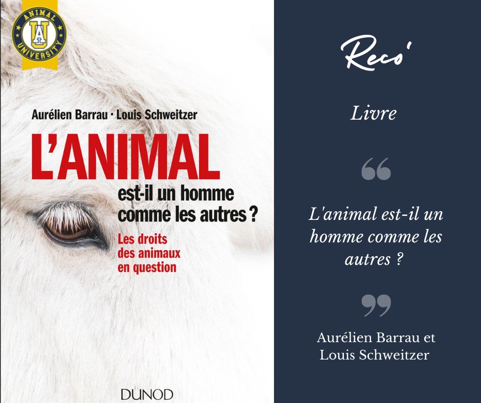 AnimalUniv's tweet photo. Notre #reco du lundi !😃

#animaluniversity #livreanimal
#recommendation #mondeanimal
#bienetreanimal #animalwelfare #AurélienBarrau #LouisSchweitzer
#DroitAnimal #DroitAnimalier
#CauseAnimale #ProtectionAnimale #partianimaliste #ethiqueanimale https://t.co/abXAoUc49H