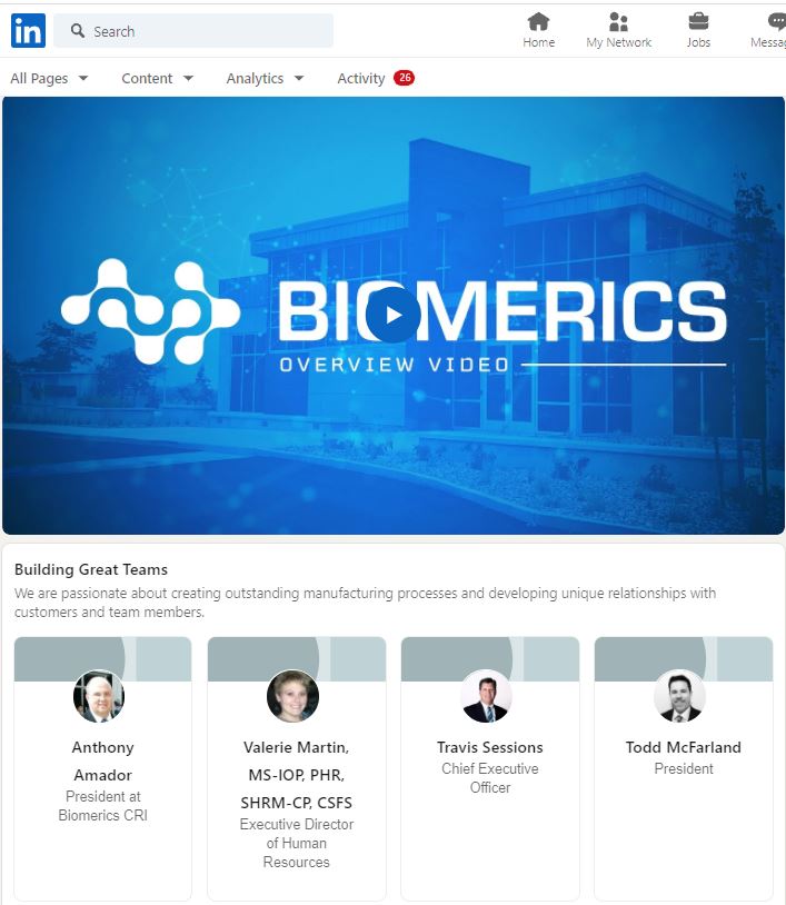 Our LinkedIn Careers page has had some updates. See how Biomerics is growing and connecting with current and future employees. Join the team! New opportunities are opening up.  See listing! ow.ly/kYBa50GovIU

#jobs #careers #biomerics #engineering #medicaldevice