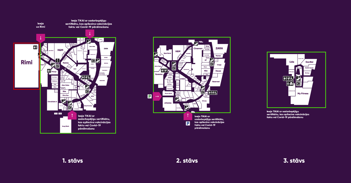 No 2021. gada 11. oktobra TC “Alfa” darba dienās darbosies “zaļajā režīmā”, bet veikals "Rimi" sniegs pakalpojumus "sarkanajā režīmā" gan darba dienās, gan brīvdienās un svētku dienās. Vairāk informācijas: bit.ly/3ltLC49