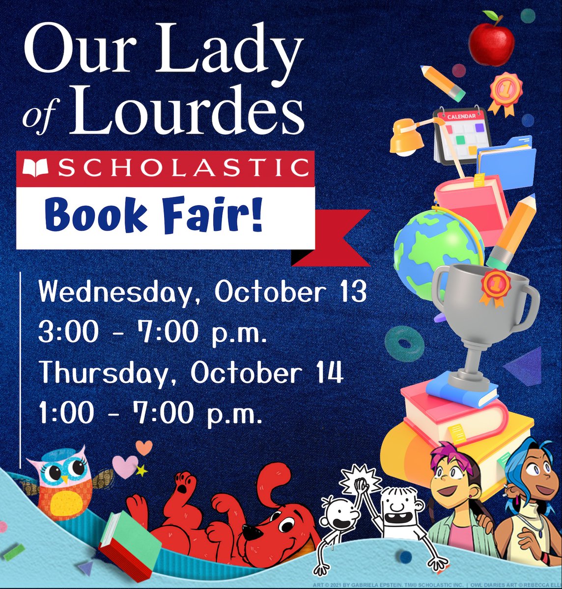 ololschoolky's tweet photo. HAPPENINGS THIS WEEK-
Dine-in or carry out at Diorio's Pizza &amp; Pub this Tuesday, Oct. 12 and help the school receive 15% of the proceeds!
Book Fair  Oct. 13 &amp; 14.  Help us reach our goal of selling 300 books! Click here to view our Book Fair homepage:  https://t.co/TkqsZtrDn4... https://t.co/jd3gC3k3Em