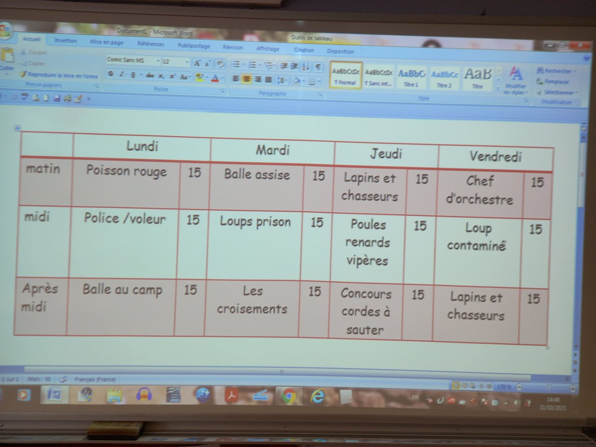 En Emc,nous avons planifié les jeux pour nos récréations de cette semaine.
La semaine prochaine,nous trouverons de nouveaux jeux à partir du fichier "En avant pour 30 minutes!"
La Classe de Cm1 cm2