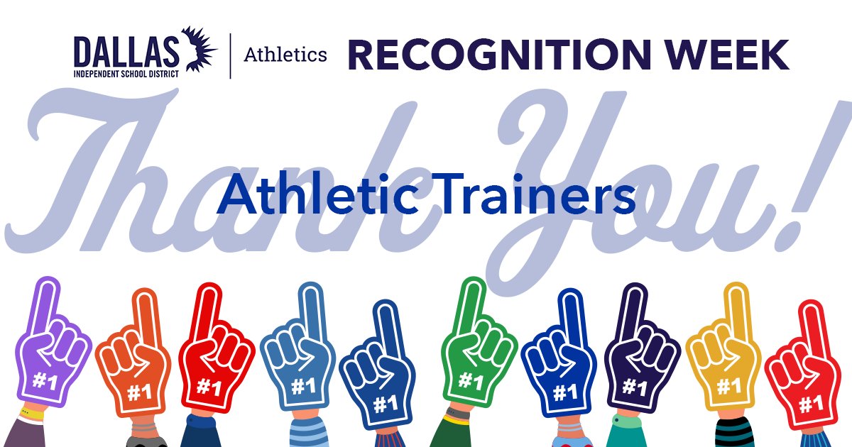 This week, Dallas ISD Athletics would like to recognize our great athletics trainers for their dedication to the district's student-athletes to make sure they get the quality care they need when an injury occurs.

<a href="/dallasschools/">Dallas ISD</a> <a href="/dallassportsmed/">Dallas ISD Sports Medicine</a> #ATC #ATsAreEssentialToHealthCare