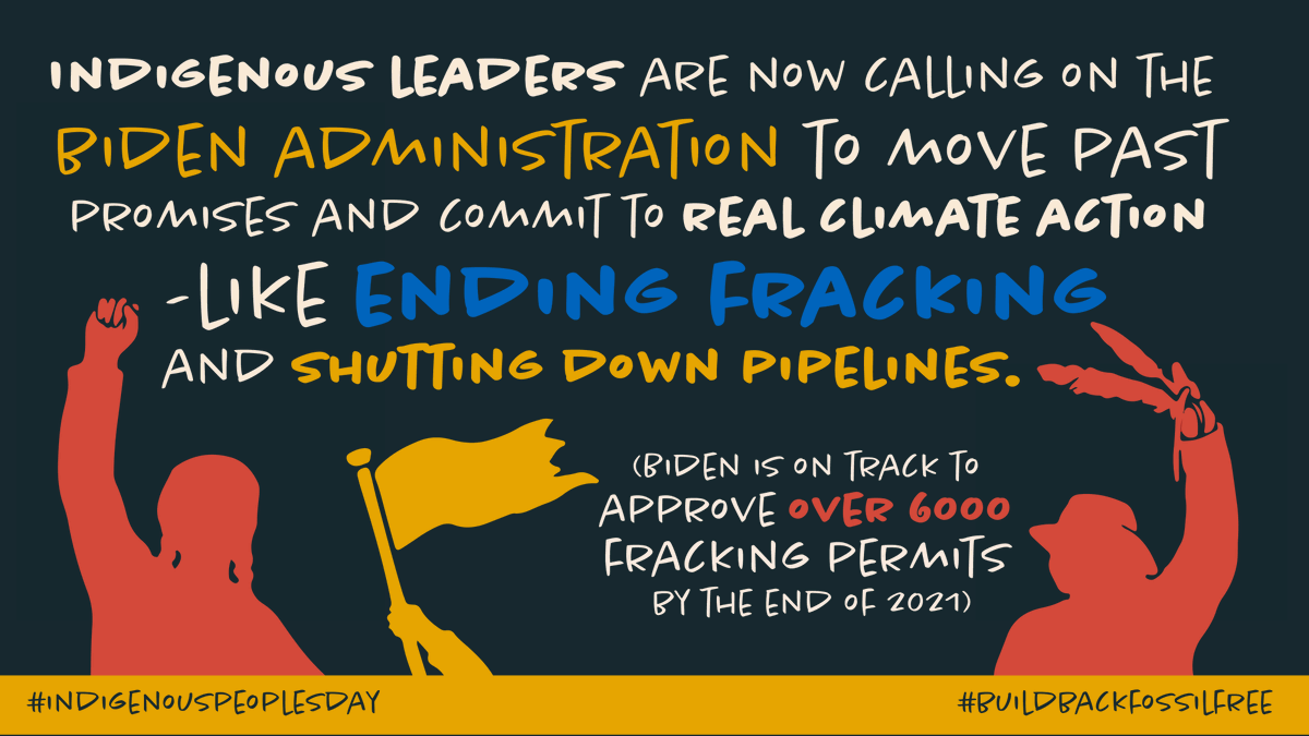 REVERB_org's tweet photo. Indigenous leaders are calling on Biden to move past promises and commit to real climate action. Like ending fracking and shutting down all pipelines.  It’s time to #StopLine3 #BuildBackFossilFree https://t.co/cojRvNr95l