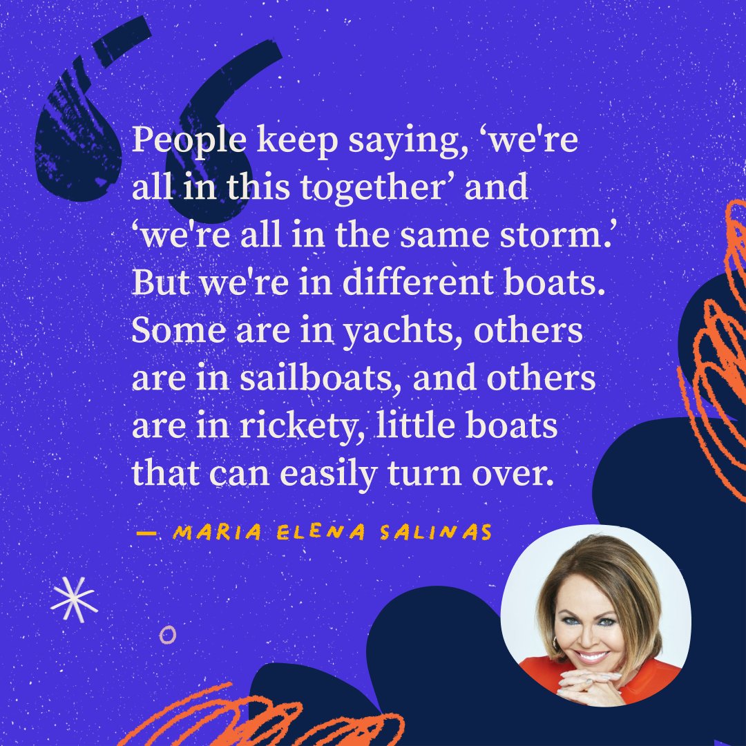 A reminder that we may be in the same storm, but we're all in different boats.⛈️⛵ Be kind to someone today—you never know what kind of boat they are in. 💖

We're still thinking about <a href="/MariaESalinas/">Maria Elena Salinas</a>;s quote from #HomeroomWithSal last year.

#HispanicHeritageMonth